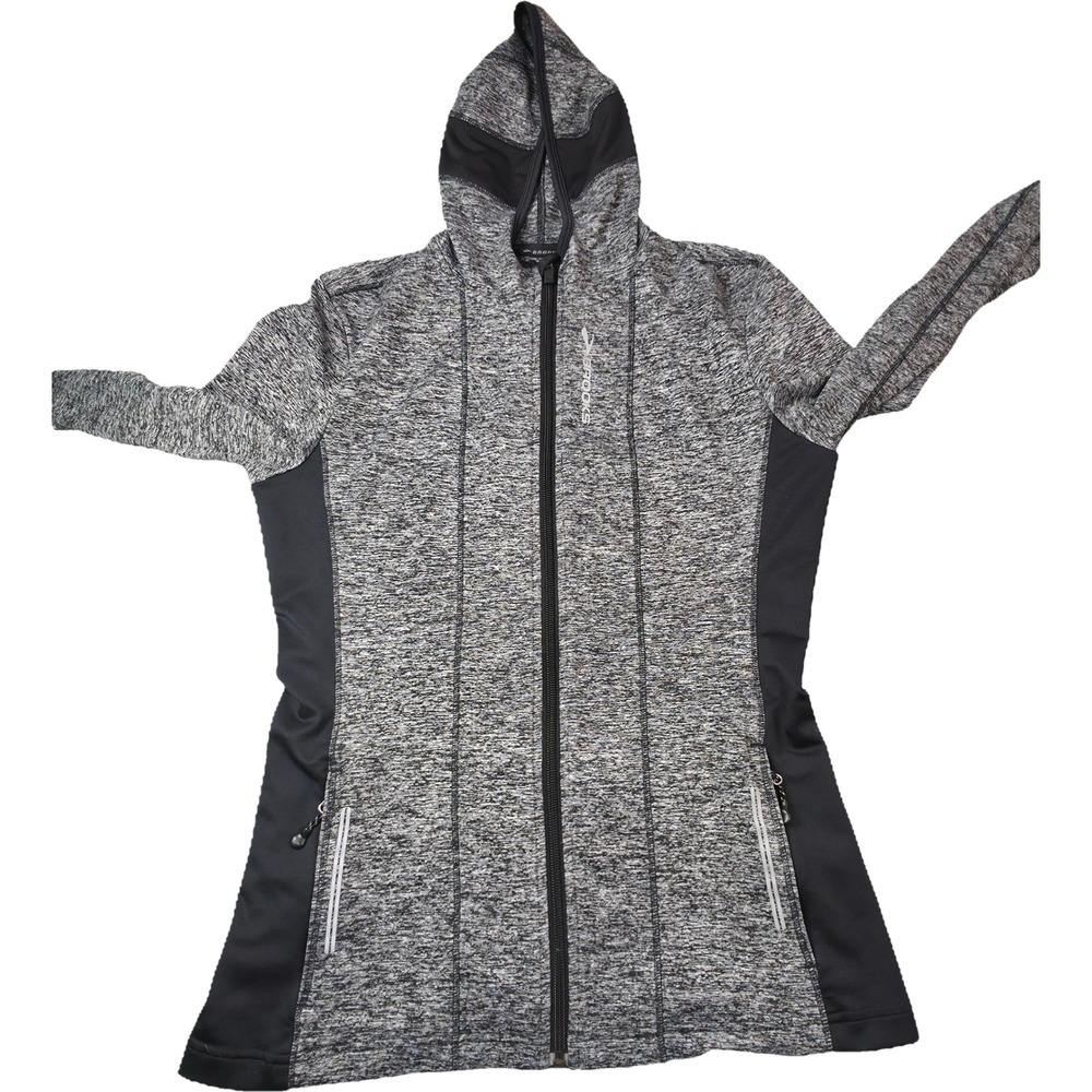 Brooks Full Zip Running Jacket Womens Grey Space Dye Thumbhole Reflective EX